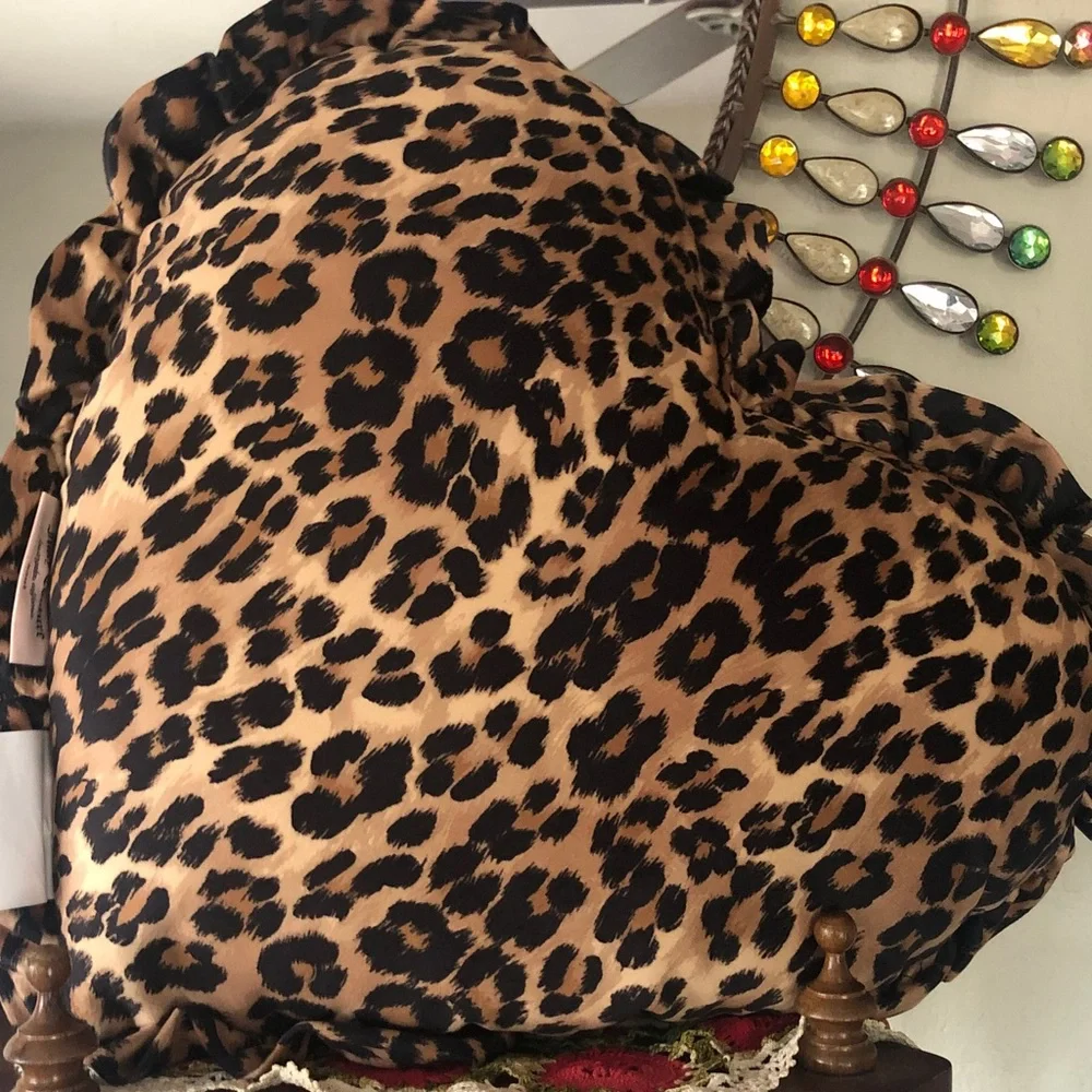 NWT Juicy Couture Leopard Print Heart Pillow w/ Ruffled Edges